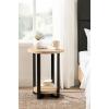 imageKate and Laurel Hendricks Modern Geometric Round Wood Side Table 19 x 19 x 25 Light Natural and Black Decorative Circular Living Room End Table with Storage for Useful Home Decor