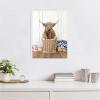 imageKate and Laurel Highland Cow Traditional Laundry Framed Canvas Wall Art by Amy Peterson 18 x 24 Sylvie White Farmhouse Animals Humor Art for Wall Decor Living Room Bedroom
