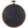 imageKate and Laurel Hogan Round Wood Framed Wall Mirror 24 inch Diameter Walnut Brown Modern Farmhouse Wall Decor for Any Room