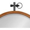 imageKate and Laurel Hogan Round Wood Framed Wall Mirror 24 inch Diameter Walnut Brown Modern Farmhouse Wall Decor for Any Room