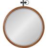 imageKate and Laurel Hogan Round Wood Framed Wall Mirror 24 inch Diameter Walnut Brown Modern Farmhouse Wall Decor for Any Room