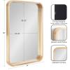 imageKate and Laurel Hutton Modern Rounded Rectangle Wall Mirror 20 x 30 Walnut Brown Transitional Geometric Mirror for WallNatural