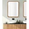 imageKate and Laurel Hutton Modern Rounded Rectangle Wall Mirror 20 x 30 Walnut Brown Transitional Geometric Mirror for WallRustic Brown