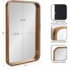 imageKate and Laurel Hutton Modern Rounded Rectangle Wall Mirror 20 x 30 Walnut Brown Transitional Geometric Mirror for WallRustic Brown