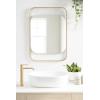 imageKate and Laurel Kellom Modern Metal Wall Mirror 20 x 30 Gold Decorative Mirror for Wall Decor with Floating Suspended Glass in Rounded Rectangle Frame