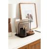 imageKate and Laurel Koni Modern ThreePiece Home Office Organization Set 13 x 8 x 9 Walnut Brown and Black Wood and Metal Organizational Set for Office with File Folder Holder