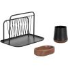 imageKate and Laurel Koni Modern ThreePiece Home Office Organization Set 13 x 8 x 9 Walnut Brown and Black Wood and Metal Organizational Set for Office with File Folder Holder