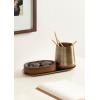 imageKate and Laurel Koni Modern ThreePiece Tabletop Organization Set 12 x 5 x 5 Walnut Brown and Antique Brass Wood and Metal Organizational Set for Home Office or Entryway Decor