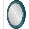 imageKate and Laurel Laranya Modern Round Mirror 22 Inch Diameter Teal and Black Decorative Circle Mirror with Metal Frame and Glossy Hand Applied FinishTealBlack