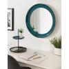 imageKate and Laurel Laranya Modern Round Mirror 22 Inch Diameter Teal and Black Decorative Circle Mirror with Metal Frame and Glossy Hand Applied FinishTealBlack
