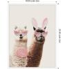 imageKate and Laurel Llamas On Vacation Framed Canvas Wall Art by July Art Prints 18 x 24 Sylvie White Whimsical Animals Art for Wall Decor Living Room Bedroom