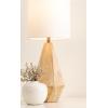 imageKate and Laurel Marcedes Modern Metal Bedside Table Lamp 8 x 8 x 20 Antique Brass Faceted Decorative Tabletop Desk Lamp with Linen Shade for Living Room DecorNatural