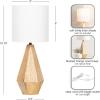 imageKate and Laurel Marcedes Modern Metal Bedside Table Lamp 8 x 8 x 20 Antique Brass Faceted Decorative Tabletop Desk Lamp with Linen Shade for Living Room DecorNatural
