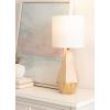 imageKate and Laurel Marcedes Modern Metal Bedside Table Lamp 8 x 8 x 20 Antique Brass Faceted Decorative Tabletop Desk Lamp with Linen Shade for Living Room DecorNatural