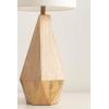 imageKate and Laurel Marcedes Modern Metal Bedside Table Lamp 8 x 8 x 20 Antique Brass Faceted Decorative Tabletop Desk Lamp with Linen Shade for Living Room DecorNatural