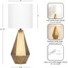 imageKate and Laurel Marcedes Modern Metal Bedside Table Lamp 8 x 8 x 20 Antique Brass Faceted Decorative Tabletop Desk Lamp with Linen Shade for Living Room DecorGold