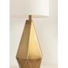 imageKate and Laurel Marcedes Modern Metal Bedside Table Lamp 8 x 8 x 20 Antique Brass Faceted Decorative Tabletop Desk Lamp with Linen Shade for Living Room DecorGold