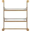 imageKate and Laurel Marit Modern Industrial Wall Shelf with Metal Pipe Supports and Glass Shelves GoldGold