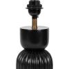 imageKate and Laurel Marley Modern Mango Wood and Metal Bedside Table Lamp 8 x 8 x 17 Antique Brass and Black Decorative Sculpted Hourglass Tabletop Desk Lamp with Linen Shade for Living Room DecorBlack
