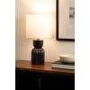 imageKate and Laurel Marley Modern Mango Wood and Metal Bedside Table Lamp 8 x 8 x 17 Antique Brass and Black Decorative Sculpted Hourglass Tabletop Desk Lamp with Linen Shade for Living Room DecorBlack