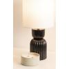 imageKate and Laurel Marley Modern Mango Wood and Metal Bedside Table Lamp 8 x 8 x 17 Antique Brass and Black Decorative Sculpted Hourglass Tabletop Desk Lamp with Linen Shade for Living Room DecorBlack