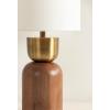 imageKate and Laurel Marley Modern Mango Wood and Metal Bedside Table Lamp 8 x 8 x 17 Antique Brass and Black Decorative Sculpted Hourglass Tabletop Desk Lamp with Linen Shade for Living Room DecorWalnut BrownGold