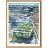 imageKate and Laurel Mary Ann Welch Boats Framed Canvas Wall Art by Patricia Shaw 18 x 24 Sylvie Natural Coastal Beach Art for Wall Decor Living Room Bedroom