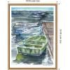 imageKate and Laurel Mary Ann Welch Boats Framed Canvas Wall Art by Patricia Shaw 18 x 24 Sylvie Natural Coastal Beach Art for Wall Decor Living Room Bedroom