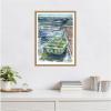 imageKate and Laurel Mary Ann Welch Boats Framed Canvas Wall Art by Patricia Shaw 18 x 24 Sylvie Natural Coastal Beach Art for Wall Decor Living Room Bedroom