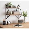 imageKate and Laurel Melita Decorative Modern Farmhouse TwoTier Floating Wall Shelf with Metal Frame and Solid Wood BlackRustic BrownRustic BrownBlack