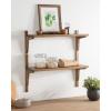 imageKate and Laurel Meridien Modern Wood Shelves 24 x 8 x 24 Natural Poplar Transitional Two Tier Wall Shelf for Storage and DisplayRustic Brown