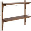 imageKate and Laurel Meridien Modern Wood Shelves 24 x 8 x 24 Natural Poplar Transitional Two Tier Wall Shelf for Storage and DisplayRustic Brown