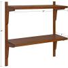 imageKate and Laurel Meridien Modern Wood Shelves 24 x 8 x 24 Natural Poplar Transitional Two Tier Wall Shelf for Storage and DisplayWalnut Brown