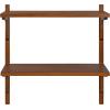 imageKate and Laurel Meridien Modern Wood Shelves 24 x 8 x 24 Natural Poplar Transitional Two Tier Wall Shelf for Storage and DisplayWalnut Brown
