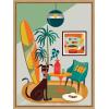imageKate and Laurel Mid Century Modern Dog Beach Home Framed Canvas Wall Art by Rachel Lee 18 x 24 Sylvie Black Mid Century Modern Abstract Beach Animals Art for Wall Decor Living Room BedroomNatural