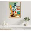 imageKate and Laurel Mid Century Modern Dog Beach Home Framed Canvas Wall Art by Rachel Lee 18 x 24 Sylvie Black Mid Century Modern Abstract Beach Animals Art for Wall Decor Living Room BedroomNatural