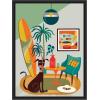 imageKate and Laurel Mid Century Modern Dog Beach Home Framed Canvas Wall Art by Rachel Lee 18 x 24 Sylvie Black Mid Century Modern Abstract Beach Animals Art for Wall Decor Living Room BedroomBlack