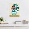imageKate and Laurel Mid Century Modern Lion in Bathtub Framed Canvas Wall Art by Rachel Lee 18 x 24 Sylvie Natural Mid Century Modern Animals Bathroom Kids Art for Wall Decor Living Room BedroomWhite