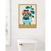 imageKate and Laurel Mid Century Modern Lion in Bathtub Framed Canvas Wall Art by Rachel Lee 18 x 24 Sylvie Natural Mid Century Modern Animals Bathroom Kids Art for Wall Decor Living Room BedroomNatural