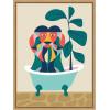 imageKate and Laurel Mid Century Modern Lion in Bathtub Framed Canvas Wall Art by Rachel Lee 18 x 24 Sylvie Natural Mid Century Modern Animals Bathroom Kids Art for Wall Decor Living Room BedroomNatural