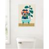 imageKate and Laurel Mid Century Modern Lion in Bathtub Framed Canvas Wall Art by Rachel Lee 18 x 24 Sylvie Natural Mid Century Modern Animals Bathroom Kids Art for Wall Decor Living Room BedroomWhite