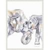 imageKate and Laurel Mother and Baby Elephant Framed Canvas Wall Art by Patricia Shaw 18 x 24 Sylvie Beaded White Whimsical Animals Nature Art for Wall Decor Living Room Bedroom
