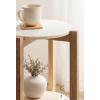 imageKate and Laurel Moxley Transitional Round Side Table 16 x 16 x 22 White Marble and Natural Wood Tiered Pedestal Table with Authentic Marble Tabletops for Bedroom Nightstand or Indoor Plant StandWhiteNatural