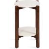 imageKate and Laurel Moxley Transitional Round Side Table 16 x 16 x 22 White Marble and Natural Wood Tiered Pedestal Table with Authentic Marble Tabletops for Bedroom Nightstand or Indoor Plant StandWalnut Brown