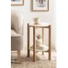 imageKate and Laurel Moxley Transitional Round Side Table 16 x 16 x 22 White Marble and Natural Wood Tiered Pedestal Table with Authentic Marble Tabletops for Bedroom Nightstand or Indoor Plant StandWhiteNatural