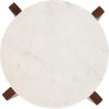imageKate and Laurel Moxley Transitional Round Side Table 16 x 16 x 22 White Marble and Natural Wood Tiered Pedestal Table with Authentic Marble Tabletops for Bedroom Nightstand or Indoor Plant StandWalnut Brown