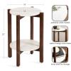 imageKate and Laurel Moxley Transitional Round Side Table 16 x 16 x 22 White Marble and Natural Wood Tiered Pedestal Table with Authentic Marble Tabletops for Bedroom Nightstand or Indoor Plant StandWalnut Brown