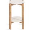 imageKate and Laurel Moxley Transitional Round Side Table 16 x 16 x 22 White Marble and Natural Wood Tiered Pedestal Table with Authentic Marble Tabletops for Bedroom Nightstand or Indoor Plant StandWhiteNatural