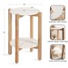 imageKate and Laurel Moxley Transitional Round Side Table 16 x 16 x 22 White Marble and Natural Wood Tiered Pedestal Table with Authentic Marble Tabletops for Bedroom Nightstand or Indoor Plant StandWhiteNatural
