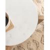 imageKate and Laurel Moxley Transitional Round Side Table 16 x 16 x 22 White Marble and Natural Wood Tiered Pedestal Table with Authentic Marble Tabletops for Bedroom Nightstand or Indoor Plant StandWhiteNatural